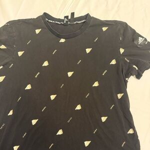 adidas Black Short Sleeve Tee with Small Yellow Logo Motifs
